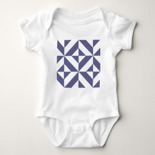 Midnight Blue Geometric Deko Cube Pattern Baby Strampler