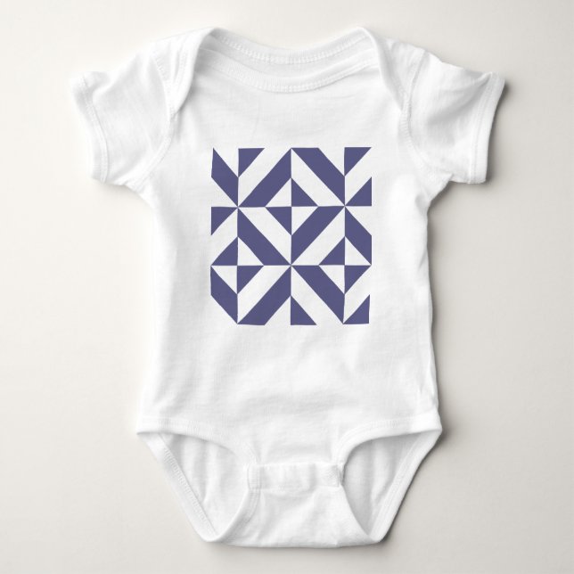 Midnight Blue Geometric Deko Cube Pattern Baby Strampler (Vorderseite)