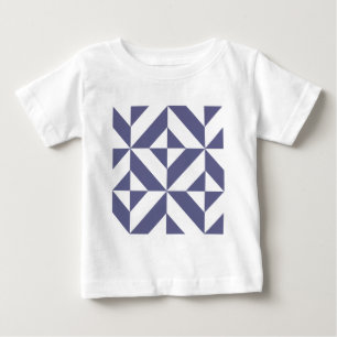 Midnight Blue Geometric Deko Cube Pattern Baby T-shirt