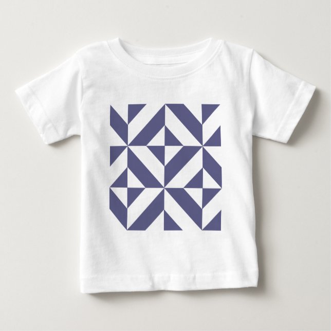 Midnight Blue Geometric Deko Cube Pattern Baby T-shirt (Vorderseite)