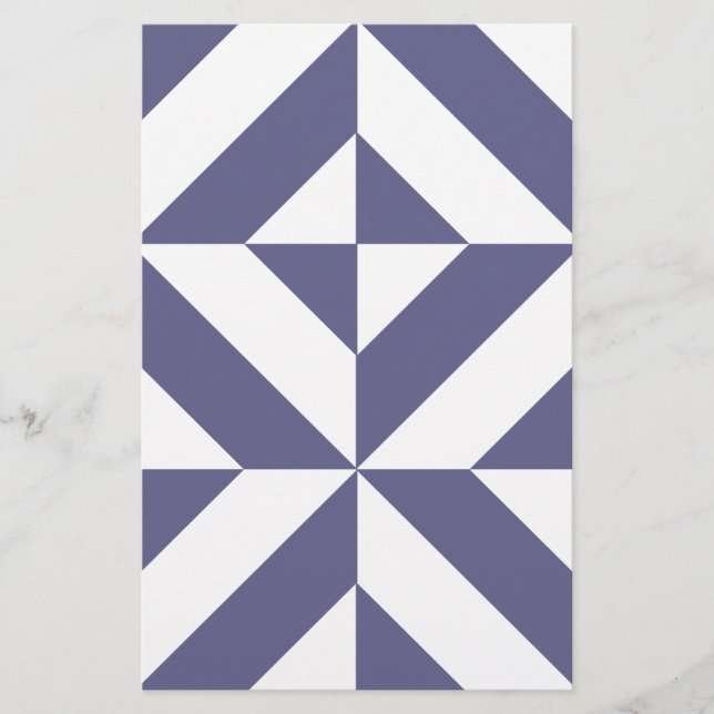 Midnight Blue Geometric Deko Cube Pattern Briefpapier (Vorderseite)