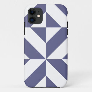 Midnight Blue Geometric Deko Cube Pattern iPhone 11 Hülle