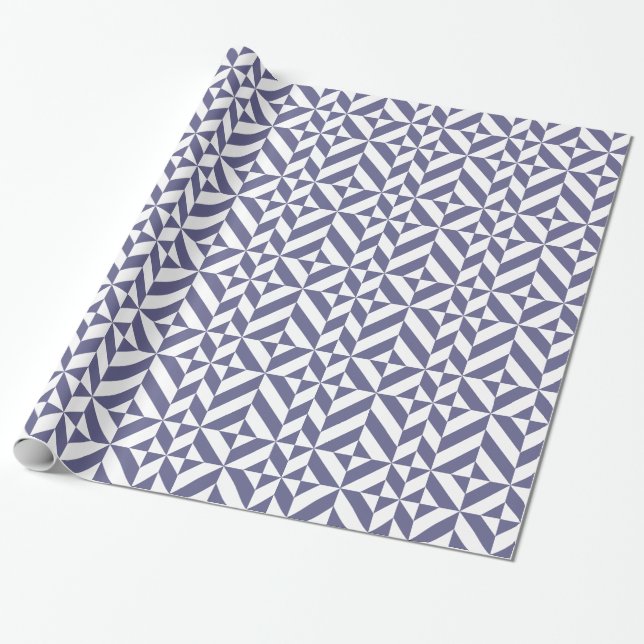 Midnight Blue Geometric Deko Cube Pattern Geschenkpapier (Ungerollt)