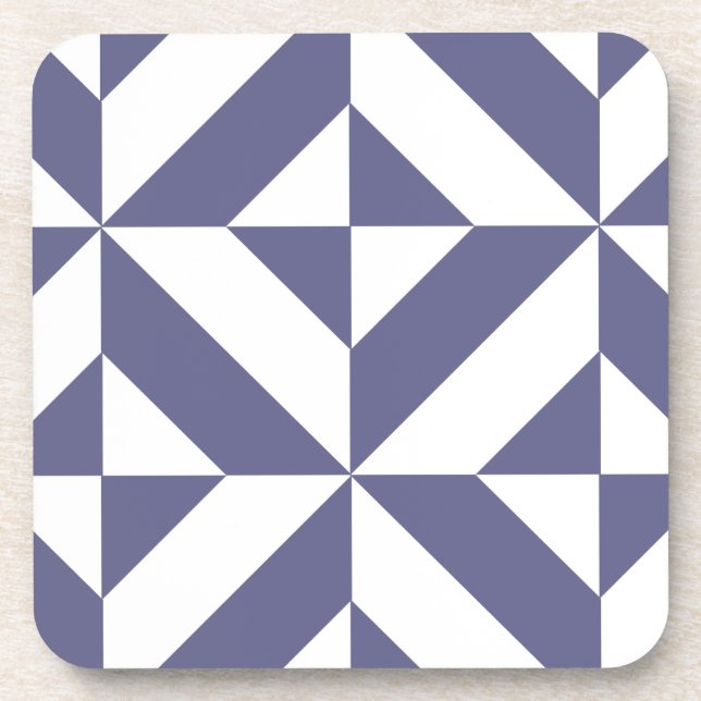 Midnight Blue Geometric Deko Cube Pattern Getränkeuntersetzer (Vorderseite)