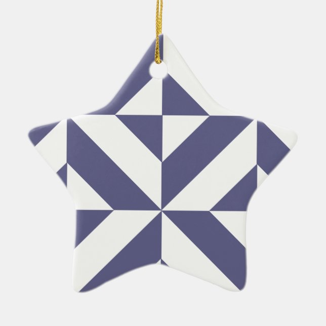 Midnight Blue Geometric Deko Cube Pattern Keramikornament (Vorne)