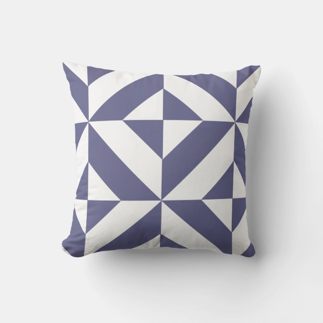 Midnight Blue Geometric Deko Cube Pattern Kissen (Vorderseite)
