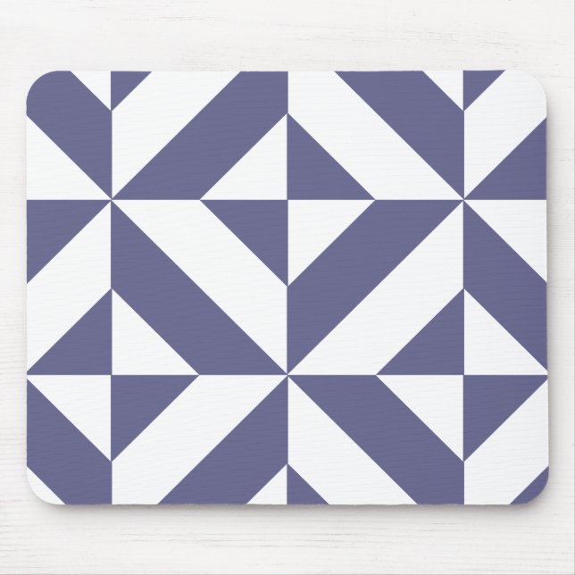 Midnight Blue Geometric Deko Cube Pattern Mousepad (Vorne)