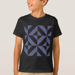 Midnight Blue Geometric Deko Cube Pattern T-Shirt