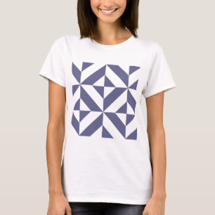 Midnight Blue Geometric Deko Cube Pattern T-Shirt
