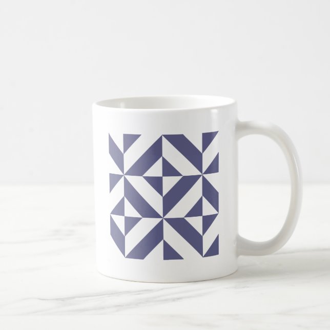 Midnight Blue Geometric Deko Cube Pattern Tasse (Rechts)