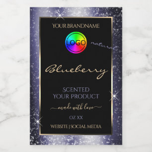 Midnight Blue Glitzer Frame Product Label und Logo Lebensmitteletikett