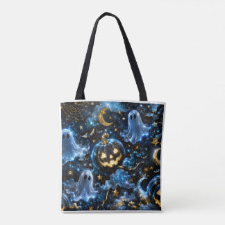 Midnight Blue Gold Ghosts & Pumpkins Halloween Tot