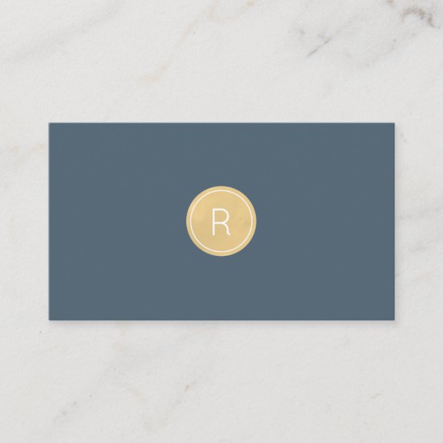 Midnight Blue Gold Monogram Minimal Business Card Visitenkarte (Vorderseite)