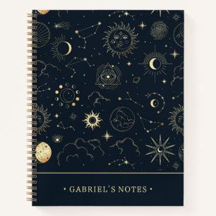 Midnight Blue Gold Star-Konstellation   Name hinzu Notizbuch