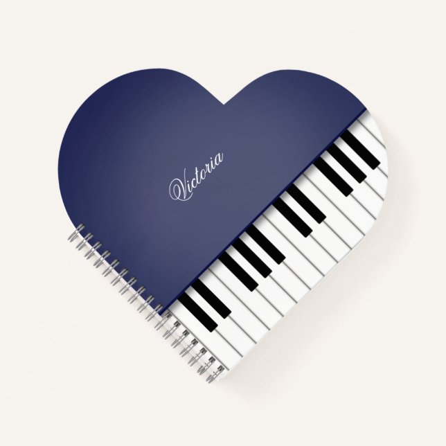 Midnight Blue Grand Piano Music Keyboard Custom Notizbuch (Vorderseite)