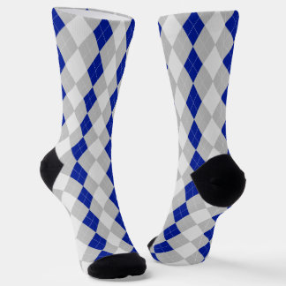 MIDNIGHT BLUE & GRAU Raute Muster Socks Socken