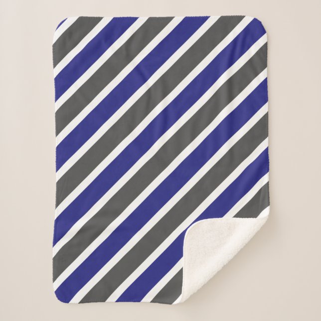 Midnight Blue & Gray Streifen Sherpadecke (Vorderseite)