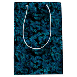 Midnight Blue Hawaiian Palms Tall Geschenktasche Mittlere Geschenktüte