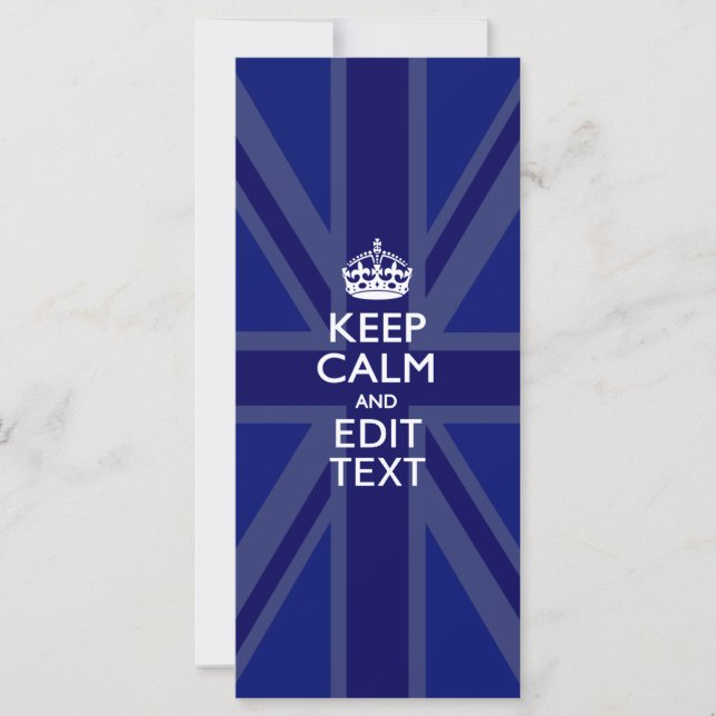 Midnight Blue Keep Calm and Your Text Union Jack (Vorderseite)