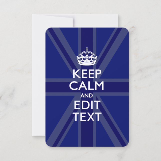 Midnight Blue Keep Calm and Your Text Union Jack (Vorderseite)