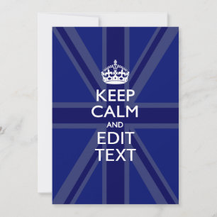 Midnight Blue Keep Calm and Your Text Union Jack