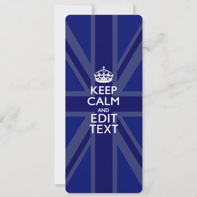 Midnight Blue Keep Calm and Your Text Union Jack (Vorderseite)