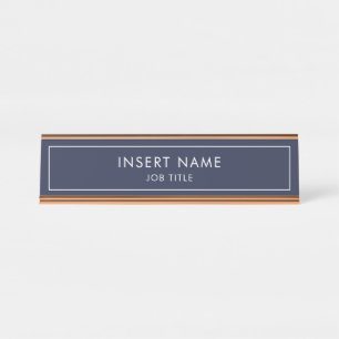 Midnight Blue Modern Beruflich Schreibtischnamensplakette