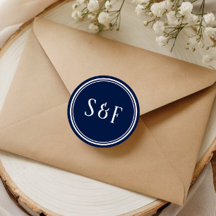 Midnight Blue Monogram Umschlag Aufkleber