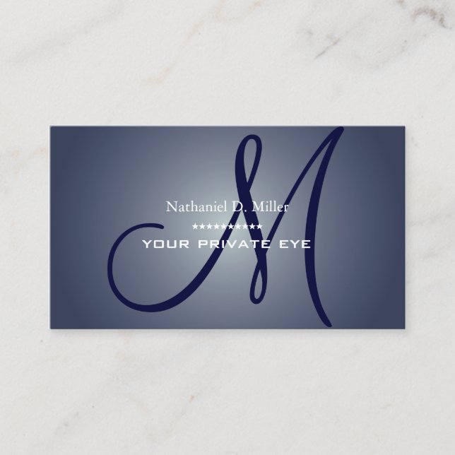 Midnight Blue Monogramm Visitenkarte (Vorderseite)