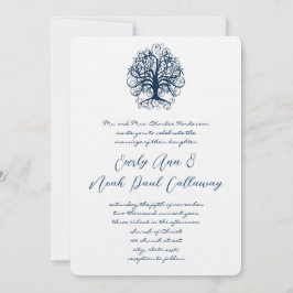 Midnight Blue Opulence Swirl Tree Wedding Einladung