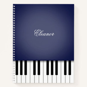 Midnight Blue Piano Music Keyboard Custom Notizbuch