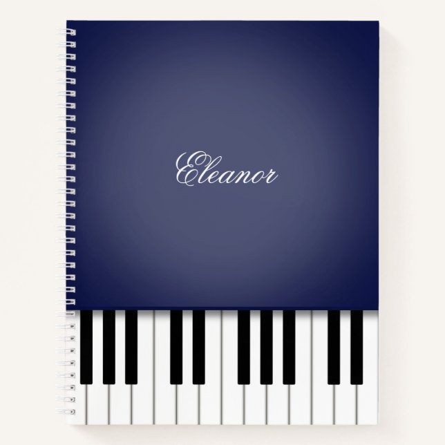 Midnight Blue Piano Music Keyboard Custom Notizbuch (Vorderseite)