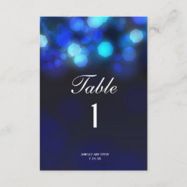 Midnight Blue Sky Bokeh Wedding Tischnummern Card