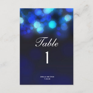 Midnight Blue Sky Bokeh Wedding Tischnummern Card