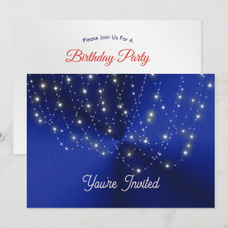 Midnight Blue Starlight Cascade Birthday Einladung