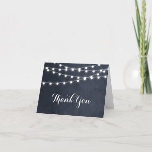 Midnight Blue String Lights Wedding Danke Card