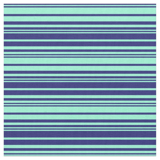 Midnight Blue und Aquamarine Lines Stoff (Nahaufnahme)