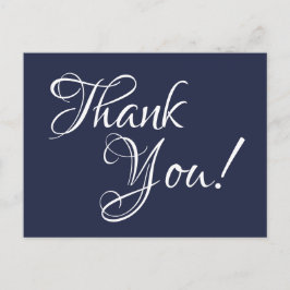 Midnight Blue und White Calligraphy Vielen Dank Postkarte