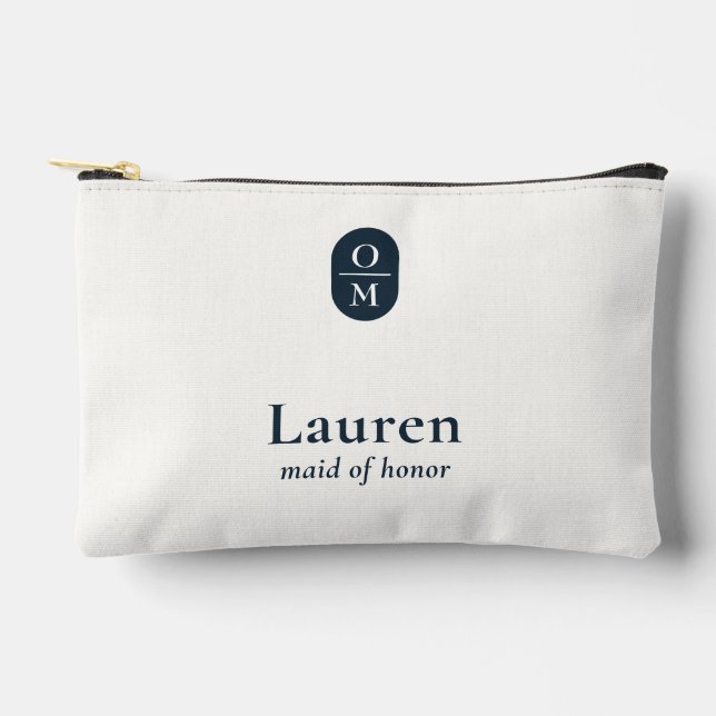 Midnight Blue | Wedding Monogram Bridesmaid Gift  Zubehörtasche (Vorderseite)