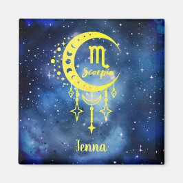 Midnight Blue & Yellow Custom Scorpio Name Magnet
