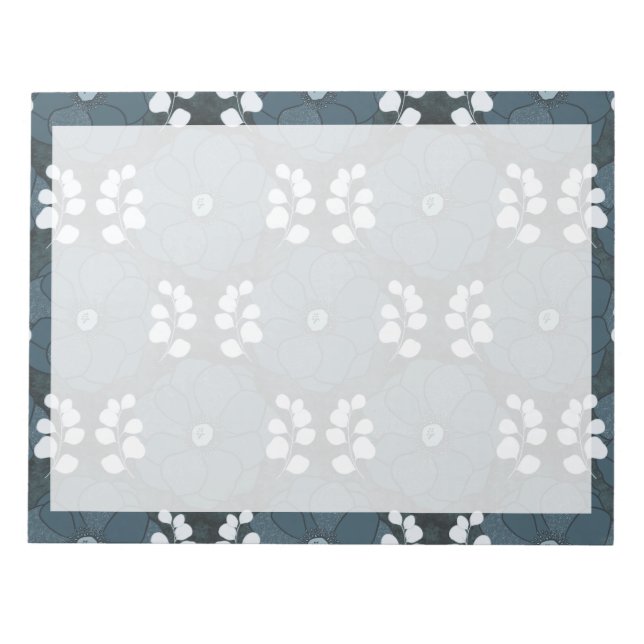 Midnight Botanica | Dark Indigo Floral Notizblock (Vorderseite)