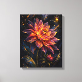 Midnight Botanica Ember Dahlia Moody Indigo Floral Leinwanddruck