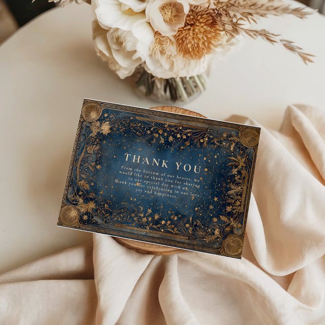 Midnight Celestial Baroque Wedding Dankeskarte (Von Creator hochgeladen)