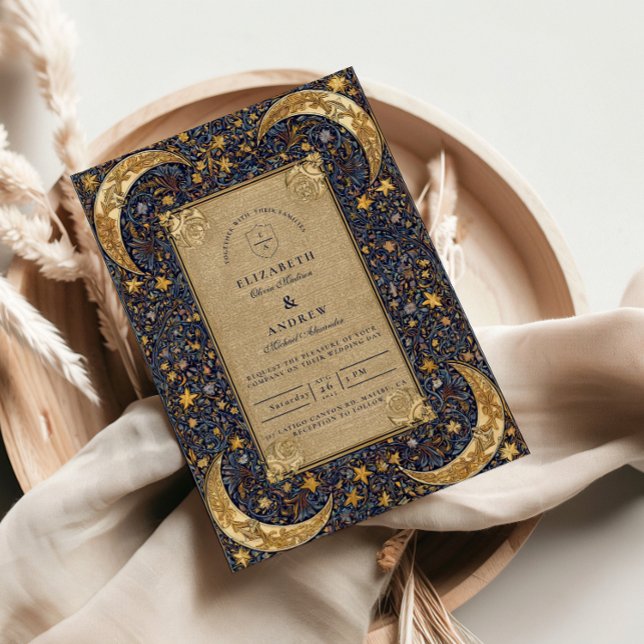 Midnight Celestial Baroque Wedding Einladung (Von Creator hochgeladen)