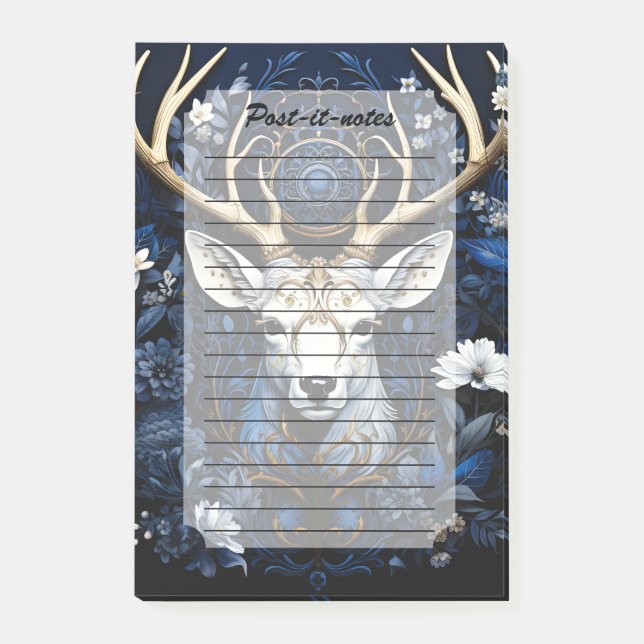 Midnight Celestial Floral Gothic Deer  Post-it Klebezettel (Vorderseite)