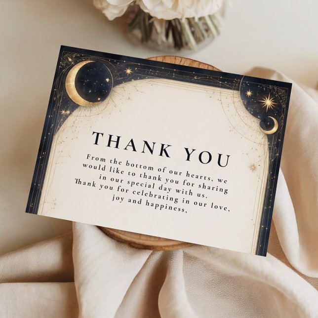 Midnight Celestial Garden Wedding Dankeskarte (Von Creator hochgeladen)