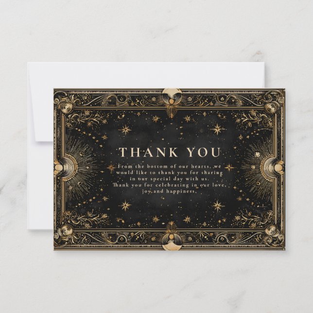 Midnight Celestial Luxe Wedding Dankeskarte (Vorderseite)