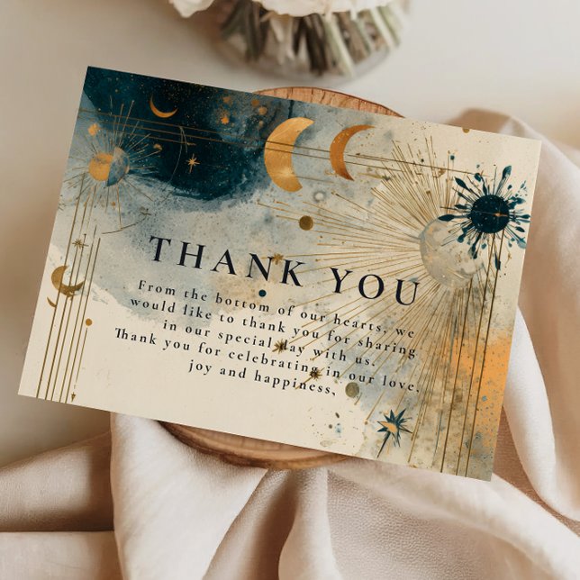 Midnight Celestial Wedding Dankeskarte (Von Creator hochgeladen)