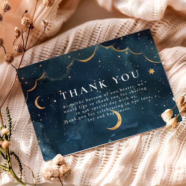 Midnight Constellation Floral Wedding Dankeskarte (Von Creator hochgeladen)