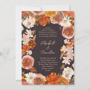 Midnight Cream Floral Bouquet Abundance Wedding Einladung